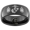 9mm Black Dome Tungsten Carbide Marines Eagle Globe and Anchor & Gunnery Sergeant Design Ring.