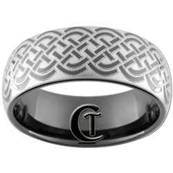 9mm Black Dome Tungsten Carbide Celtic Design