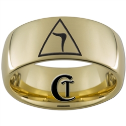 9mm Gold Dome Tungsten Carbide Masonic Yod Design