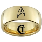 9mm Gold Dome Tungsten Carbide Star Trek Design