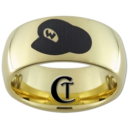 9mm Gold Dome Tungsten Carbide Mario Design