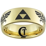 9mm Gold Dome Tungsten Carbide Legend Of Zelda Design
