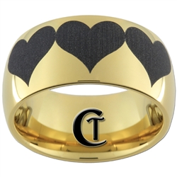 9mm Gold Dome Tungsten Carbide Heart Design