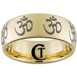 9mm Dome Gold Tungsten Carbide Polished OM Designed Ring