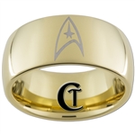 9mm Gold Dome Tungsten Carbide Star Trek Design
