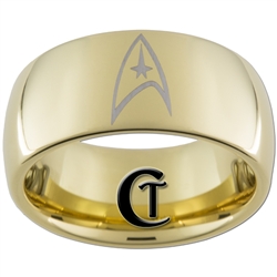 9mm Gold Dome Tungsten Carbide Star Trek Design