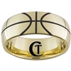 9mm Dome Gold Tungsten Carbide Basketball Design