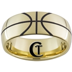 9mm Dome Gold Tungsten Carbide Basketball Design
