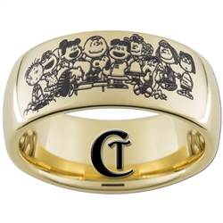 9mm Dome Gold Tungsten Carbide Peanuts Design Ring