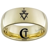 9mm Gold Dome Tungsten Carbide Masonic Design