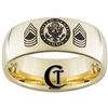 9mm 14Kt Gold Plated Dome Tungsten Carbide Army Master Sergeant Design Ring.