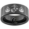 9mm Black Pipe Tungsten Carbide Marines Corporal Design Ring.
