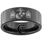 9mm Black Pipe Tungsten Carbide Marines Master Sergeant Rank Laser Design.