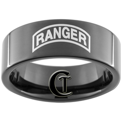 9mm Black Pipe Tungsten Carbide ARMY Ranger Design Ring.