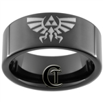 9mm Black Pipe Tungsten Carbide Legend Of Zelda Design