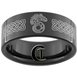 9mm Black Pipe Tungsten Carbide Shadow Run Dragon Celtic Design Ring.