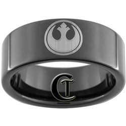 9mm Black Pipe Tungsten Carbide Star Wars Rebel Alliance Design