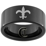 9mm Black Pipe Tungsten Carbide Fleur De Lis Design