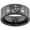 9mm Black Pipe Tungsten Carbide Marines Eagle Globe and Anchor & Sergeant Design Ring.