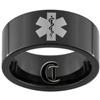 9mm Black Pipe Tungsten Carbide EMT Star of Life Design