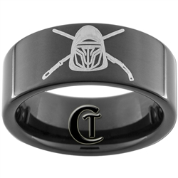 9mm Black Pipe Tungsten Carbide Star Wars Darth Revan Design Ring.