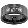 9mm Black Pipe Tungsten Carbide Marines Eagle Globe and Anchor & Gunnery Sergeant Design Ring.