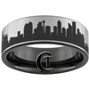 9mm Black Pipe Satin Finish Tungsten Carbide Seattle Skyline Design