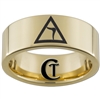 9mm Gold Pipe Tungsten Carbide Masonic Yod Design