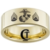 9mm 14Kt Gold Plated Pipe Tungsten Carbide Marines Eagle Globe and Anchor and Sergeant Rank Design