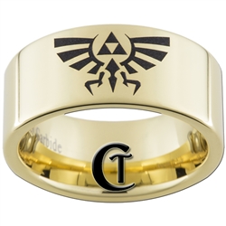 9mm Gold Pipe Tungsten Carbide Legend Of Zelda Design