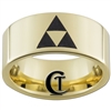 9mm Gold Pipe Tungsten Carbide Zelda Triforce Design