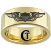 9mm 14kt Gold Plated Pipe Tungsten Carbide U.S. Air Force Pilot Wings Design Ring.