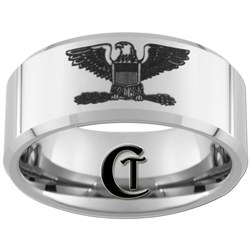 10mm Beveled Tungsten Carbide Military Colonel Eagle Design Ring.