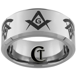 10mm Beveled Tungsten Carbide Religious Masonic Design