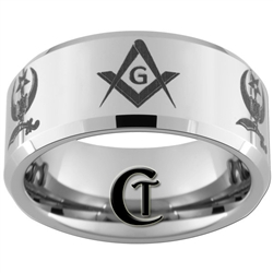 10mm Beveled Tungsten Carbide Masonic Shriners Design