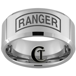 10mm Beveled Tungsten Carbide ARMY Ranger Design Ring.