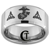 10mm Beveled Tungsten Carbide Marines Eagle Globe & Anchor and Celtic Knots Design.