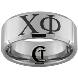 10mm Beveled Tungsten Carbide Greek Fraternity Sorority Design