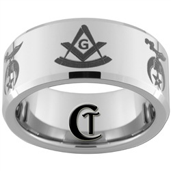 10mm Beveled Tungsten Carbide Masonic and Shriner Design