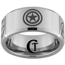 10mm Beveled Tungsten Carbide Avengers Design