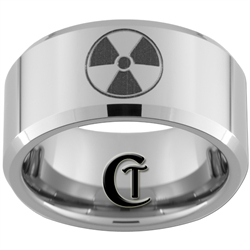 10mm Beveled Tungsten Carbide Bio-hazard Nuclear Zelda Triforce and Wolf Design.