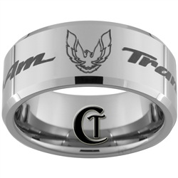 10mm Beveled Tungsten Carbide Trans Am Design Ring.