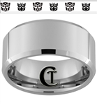 10mm Beveled Tungsten Autobot Decepticon Designed Ring.