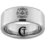 10mm Beveled Tungsten Carbide Masonic Fire Department Design