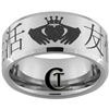 10mm Beveled Tungsten Carbide Kanji Claddagh Design Ring.