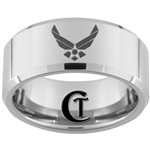 10mm Beveled Tungsten Carbide Air Force Logo Design.