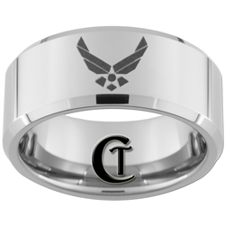 10mm Beveled Tungsten Carbide Air Force Logo Design.