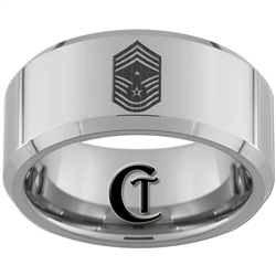 10mm Beveled Tungsten Carbide Air Force Command Chief Master Sergeant Design.