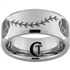 Build Your Own Custom 10mm Beveled Tungsten Carbide Multiple Baseball Number With Baseballs with Stitches Design