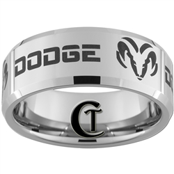 10mm Beveled Tungsten Carbide Dodge Ram Design Ring.